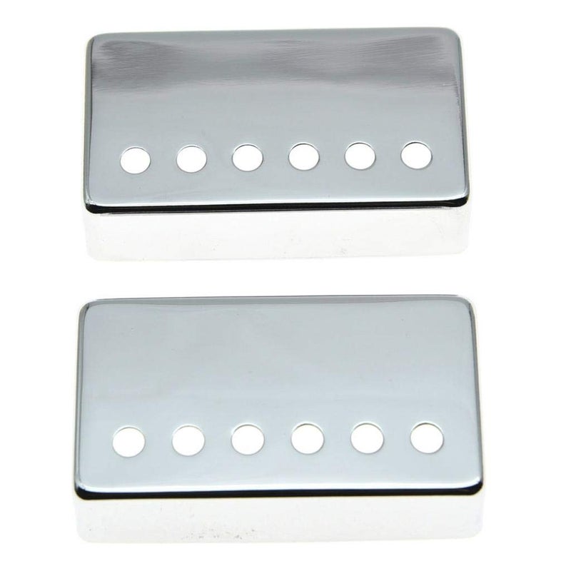 KAISH Set of 2 Humbucker Guitar Pickup Cover Brass Humbucker Pickup Covers 49.2mm/52mm Pole Spacing Pickup Covers Chrome - Image 1